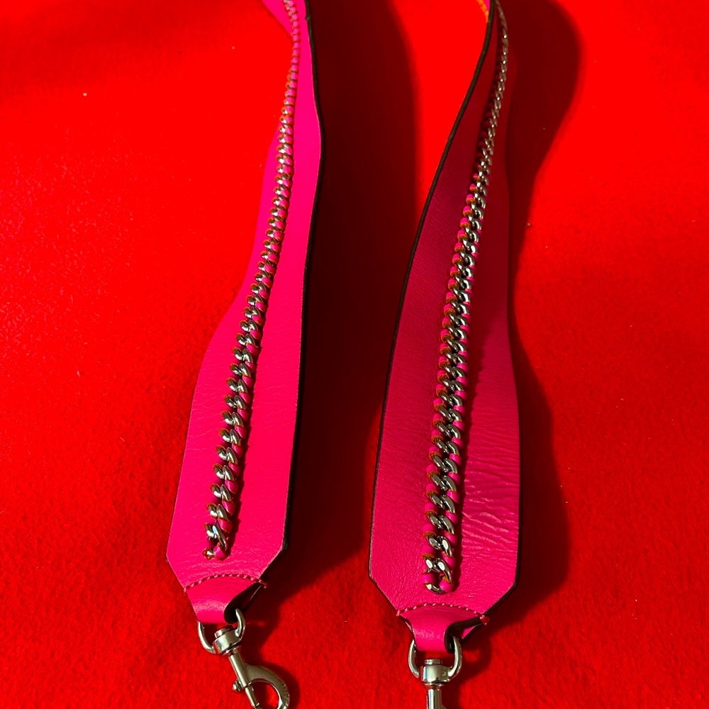 Pink Guitar/ Crossbody Leather Strap